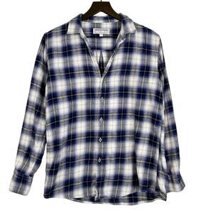 American Colors by Alex Lehr Womens Blue Plaid Button Up Shirt Cotton - Size S